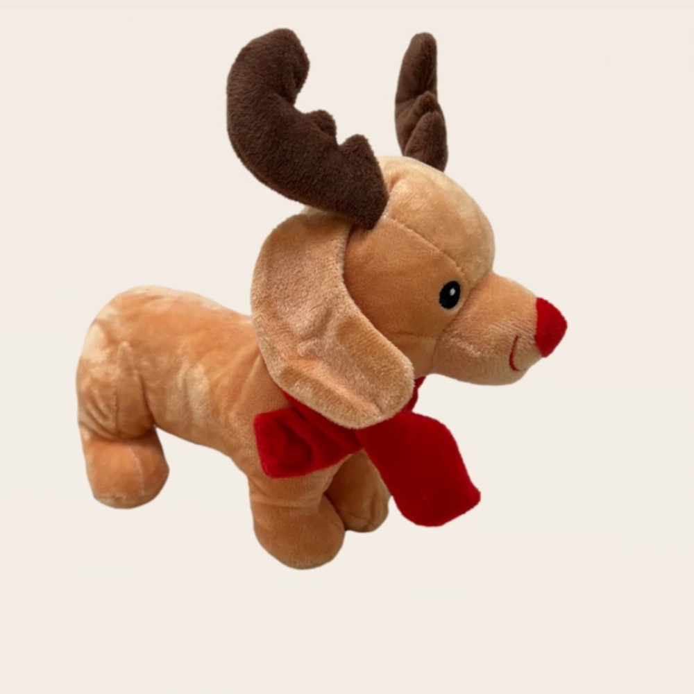 Reindeer Squeaky Weenie Plush Dog Toy *NWOT